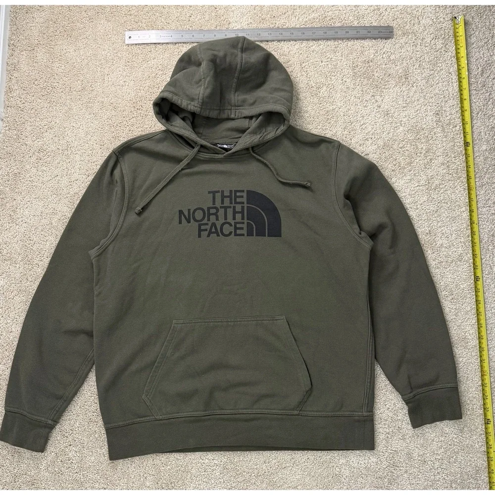 The North Face Half Dome Pullover‎ Hoodie Olive Green Size Large Kangaroo Pocket